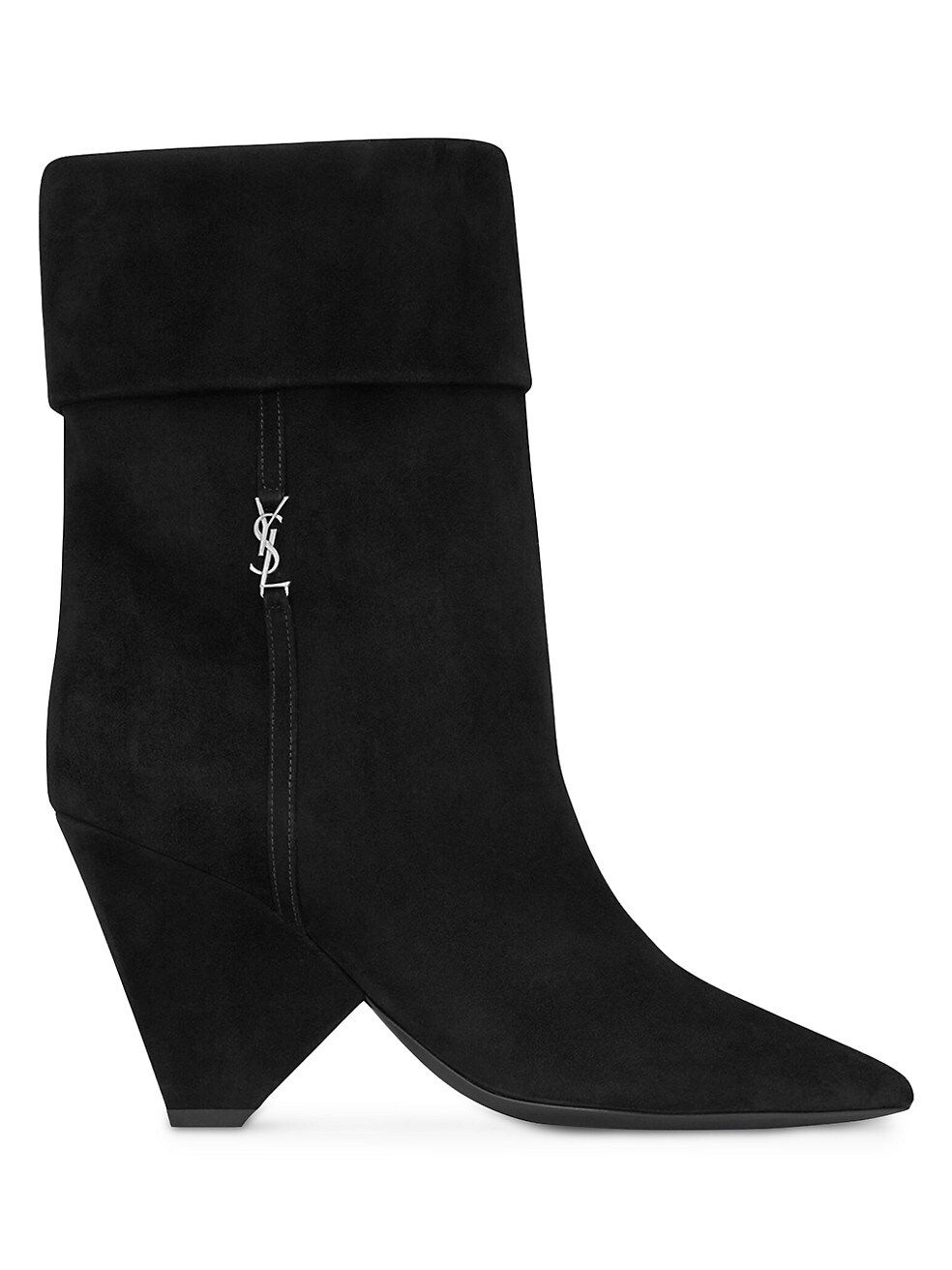 Niki Booties In Suede And Silver-tone Monogram | Saks Fifth Avenue