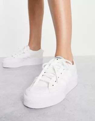 adidas Originals Nizza platform sneakers in white | ASOS (Global)