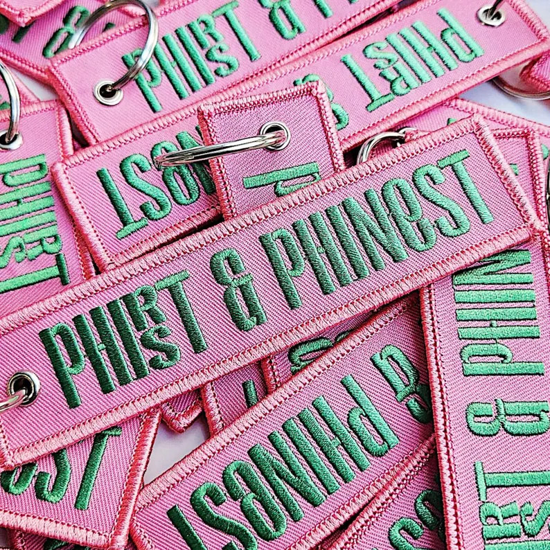 Phirst & Phinest Embroidered Keychain Luggage Tag — Pink and Green Sorority Gift - Etsy | Etsy (US)