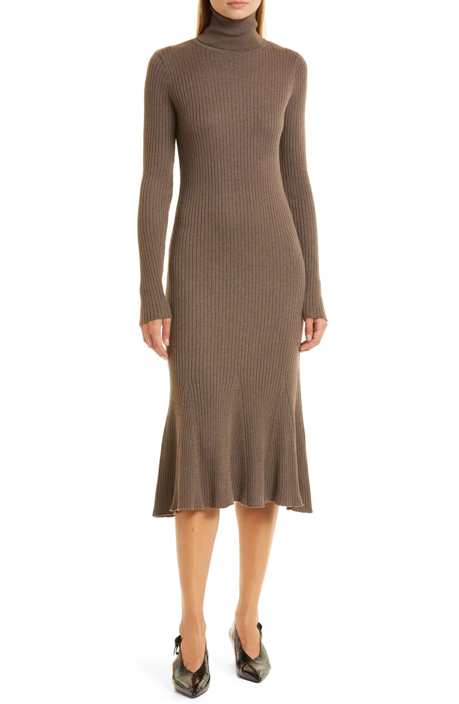 Donna Karan New York Long Sleeve Turtleneck Rib Sweater Dress | Nordstrom | Nordstrom