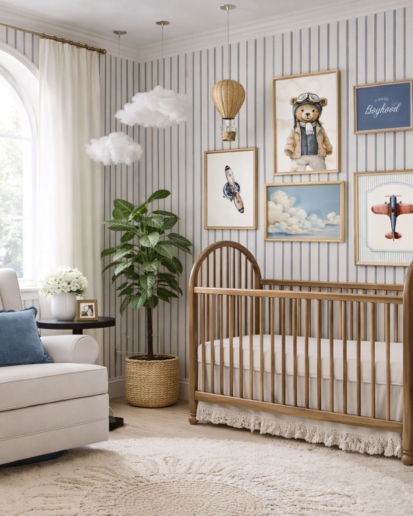 A few ways to style these darling pieces for a little boys nursery 💙🧸☁️🛬