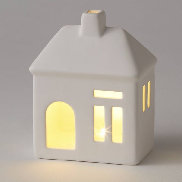 5.5" Battery Operated Lit Decorative Ceramic House White - Wondershop™ | Target