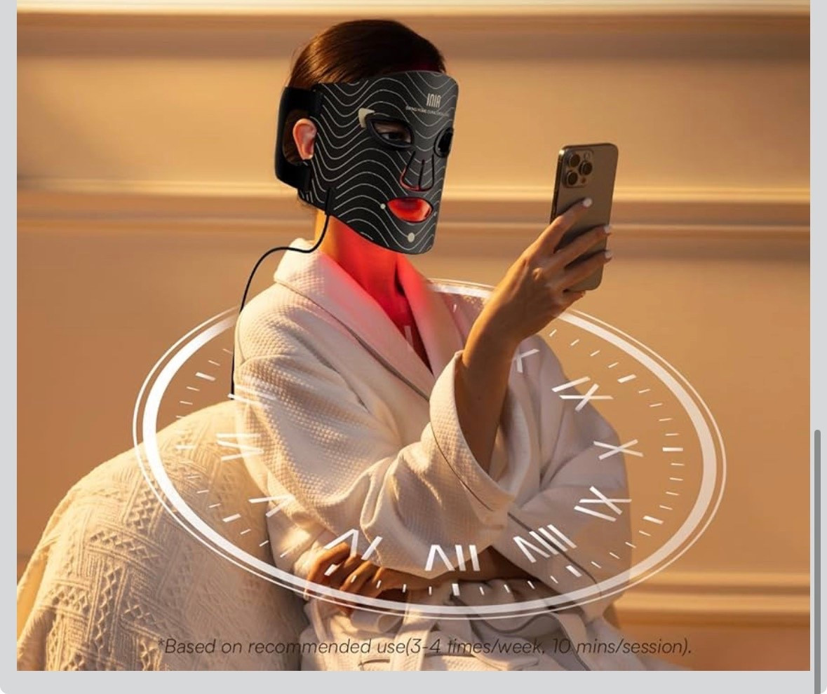 INIA Red Light Therapy Mask for Face – 4 Light Modes with 850nm NIR, Red & Blue LED Light Therapy, 2600mAh Rechargeable LED Face Mask for Radiant Glow at Home, Black

#LTKValentine #LTKdayinmylife #LTKselfcare