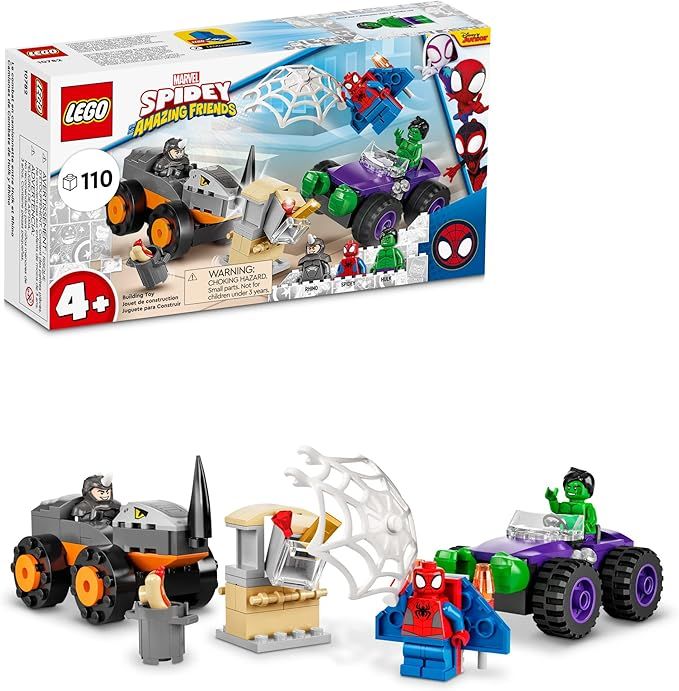 LEGO Marvel Spidey Hulk vs. Rhino Truck Showdown 10782 Building Toy Set for Kids, Boys, and Girls... | Amazon (US)