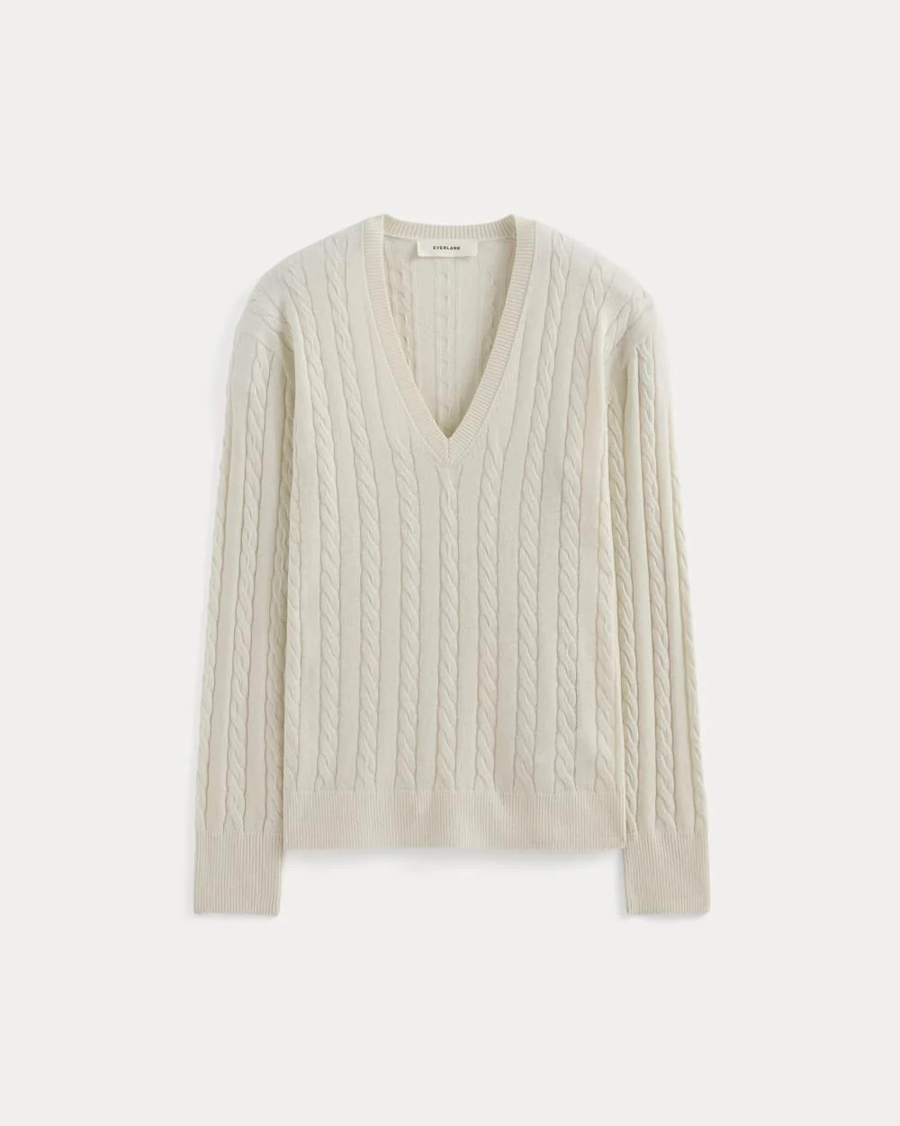 The Cable V-Neck in Cotton Cashmere | Birch | Everlane