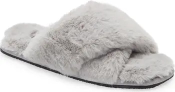 Mae Cross Strap Faux Fur Slipper | Nordstrom