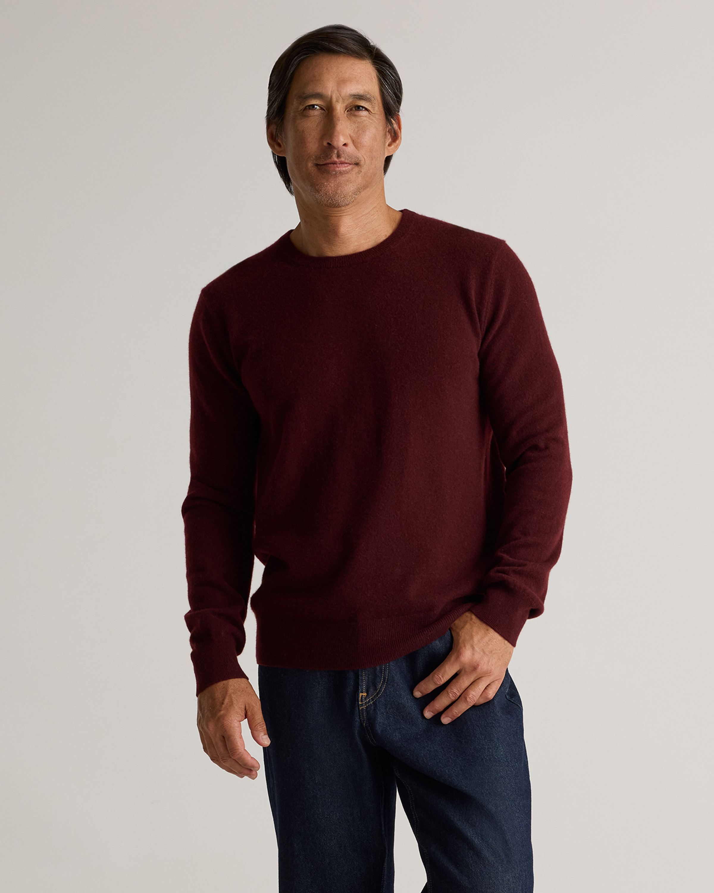 Quince | Men's Mongolian Cashmere Crewneck Sweater in Rich Burgundy, Size Medium | Quince