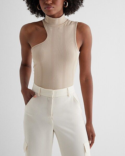 Fitted Ribbed Mock Neck Cutout Cropped Tank | Express
