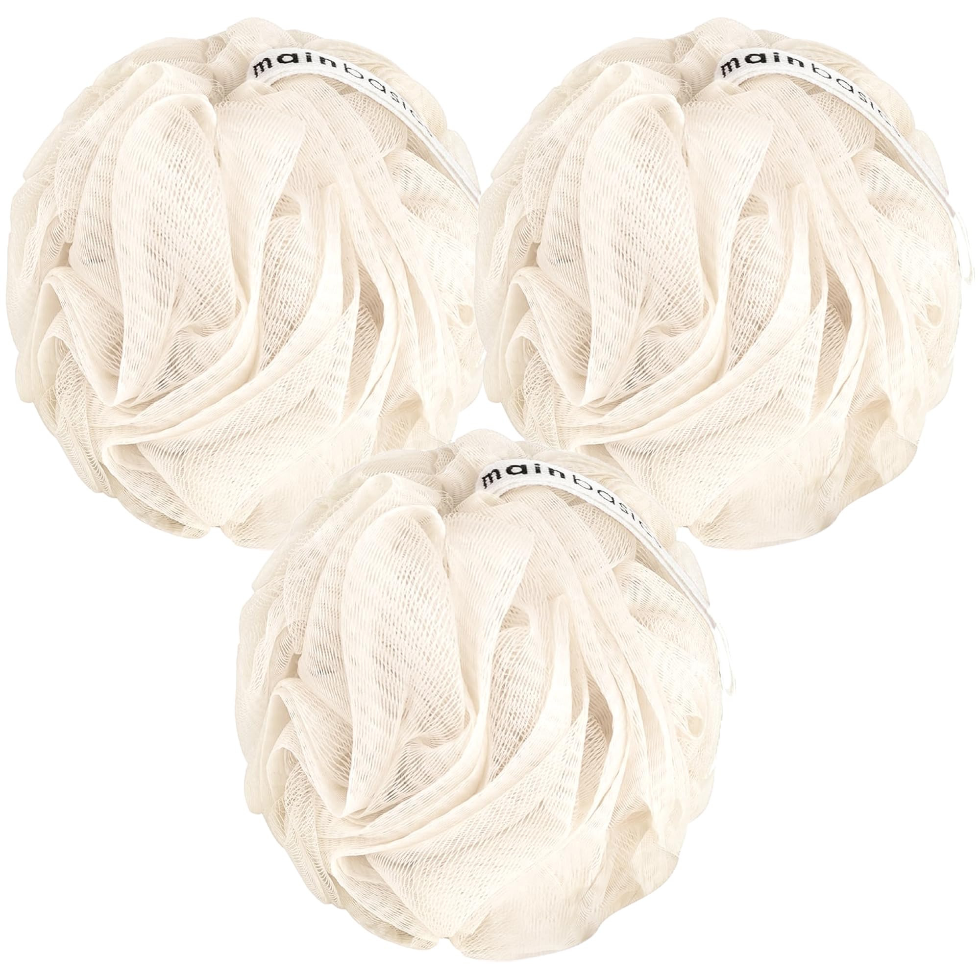 MainBasics Seaweed Infused Bath Shower Loofah Sponge Pouf Body Wash Scrubber (Set of 3) | Amazon (US)