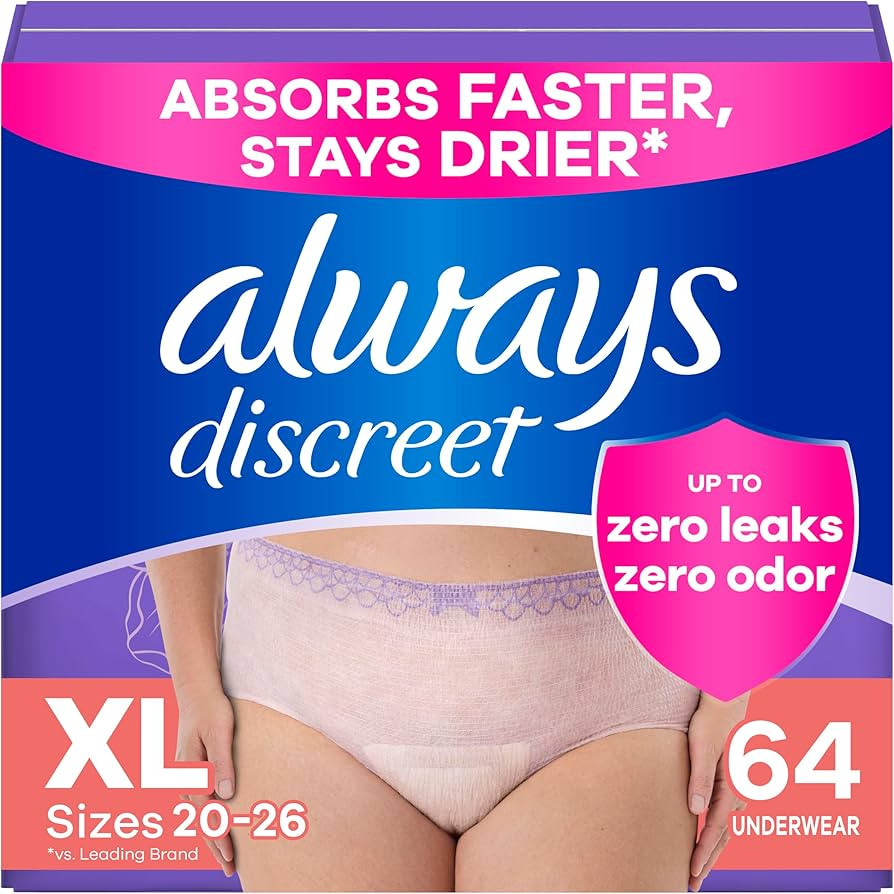 Always Discreet Adult Incontinence Underwear for Women and Postpartum Underwear, Extra Large, Up ... | Amazon (US)