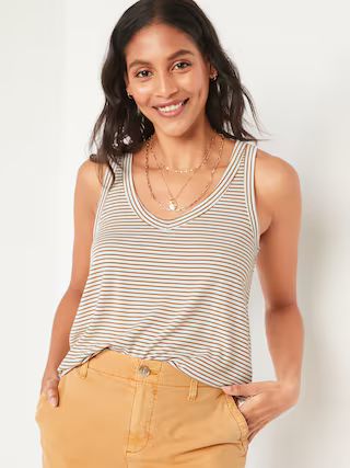 Luxe V-Neck Striped Swing Tank Top for Women | Old Navy (US)