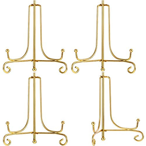 Tatuo 4 Pack 4" Iron Display Stand Gold Small Iron Plate Stand Holder Easel for Plates, Picture, Photo, Decorative Displays Card, Cookie, Artwork for Home Decor, Wedding Centerpieces, Coffee Shop Menu | Amazon (US)