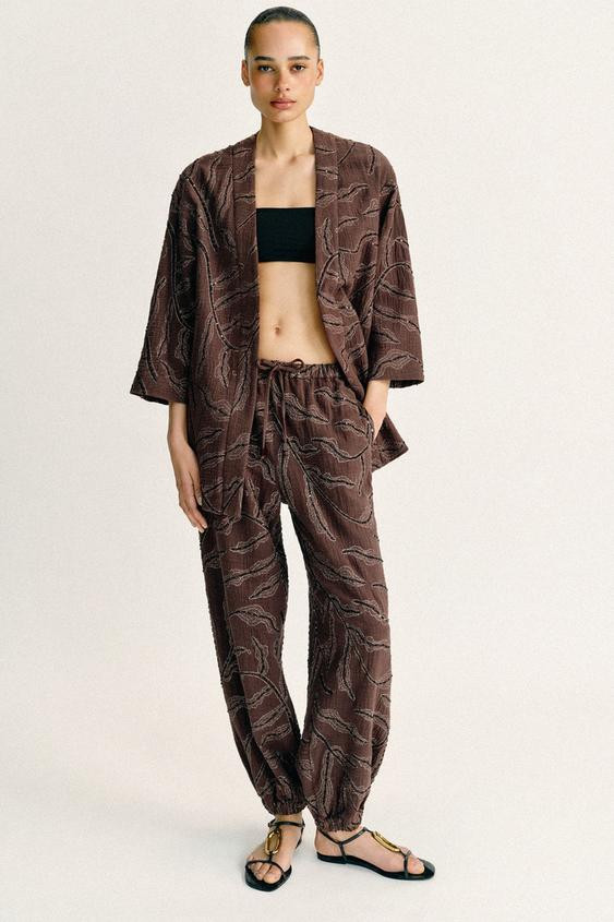 METALLIC THREAD SEQUIN BALLOON PANTS | Zara US