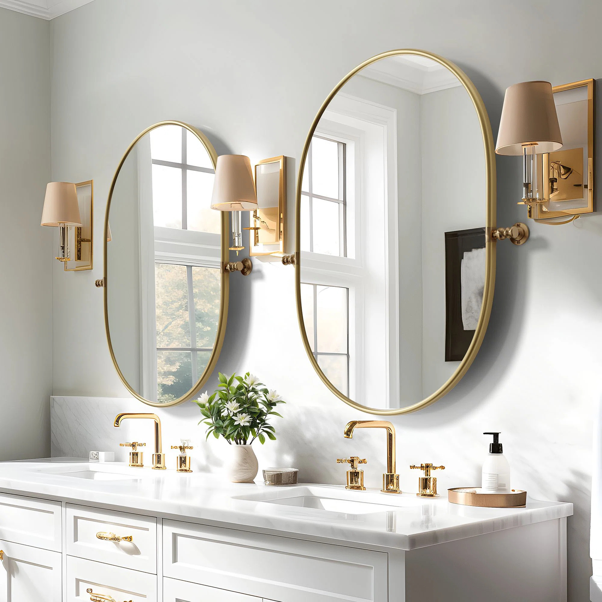 Metal Oval Wall Mirrors with Tilted Frame (Set of 2) | Wayfair North America