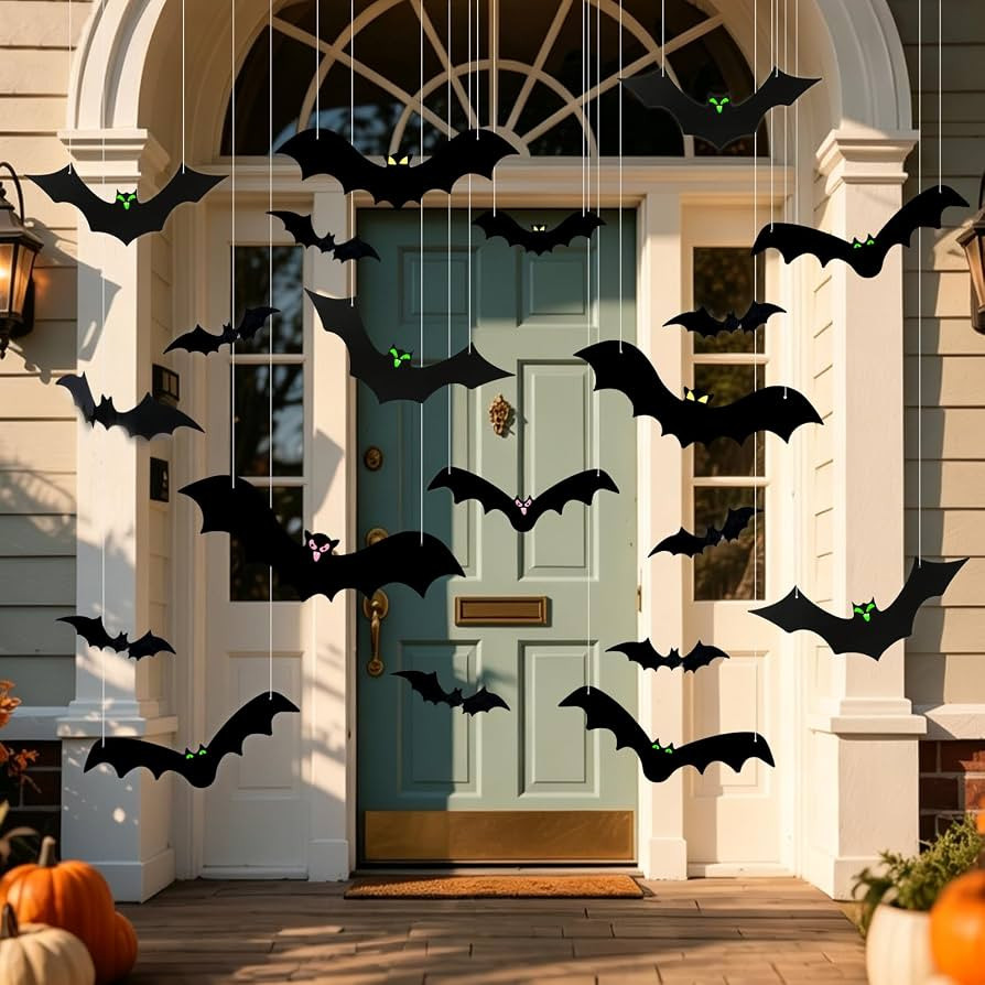 3 Style Scary Hanging Bat Set, Outdoor Scary Bats Set for Yard, Haunted House, Party - Indoor Out... | Amazon (US)