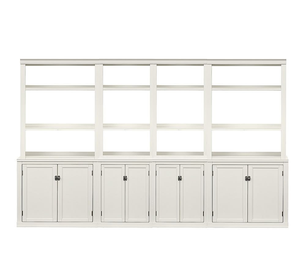 Logan Wall Bookcase with Doors, Antique White, 120"" Wide | Pottery Barn (US)