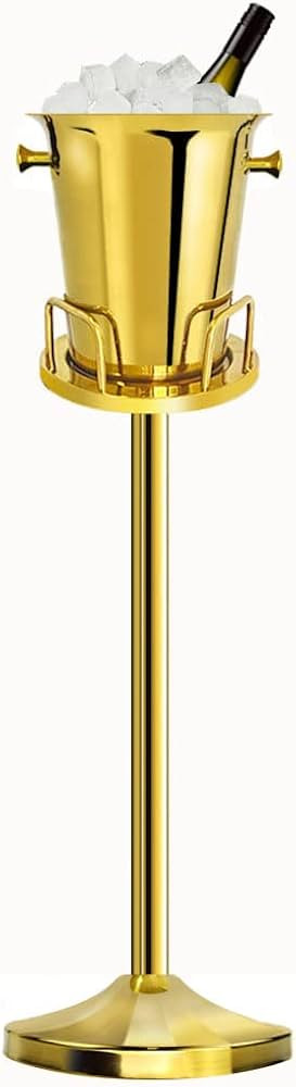 Champagne Ice Bucket with Stand,Wine Ice Bucket with Stand 201 Stainless Steel 5L Standing Ice Bu... | Amazon (US)