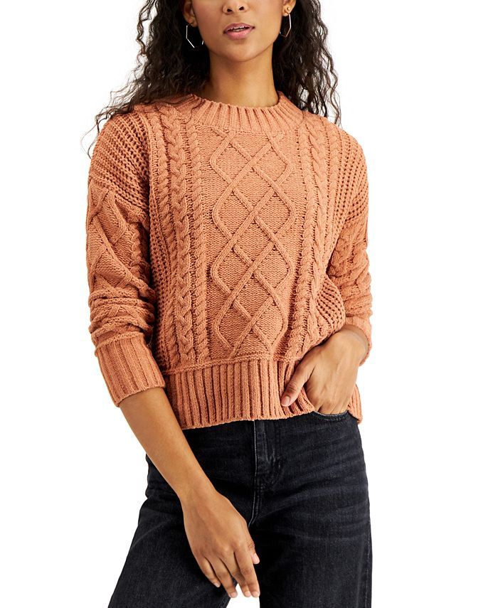 Hippie Rose Juniors' Chenille Cable-Knit Sweater & Reviews - Sweaters - Juniors - Macy's | Macys (US)