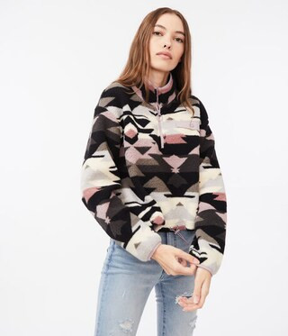 Aztec Sherpa Fleece Half-Zip Pullover | Aeropostale