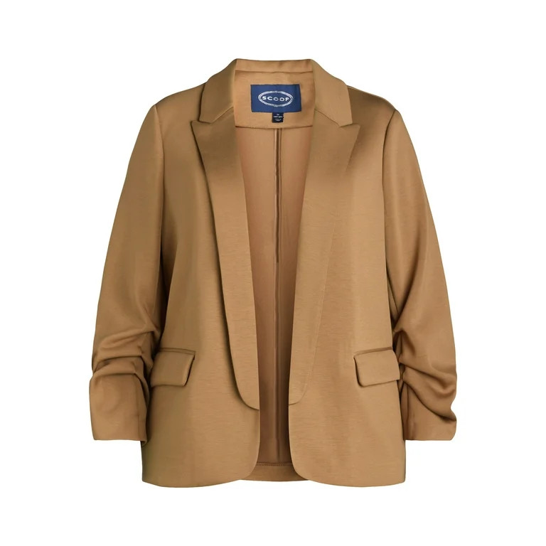 Scoop Women's Plus Relaxed Scuba Knit Blazer with Scrunch Sleeves, Sizes 1X-4X | Walmart (US)