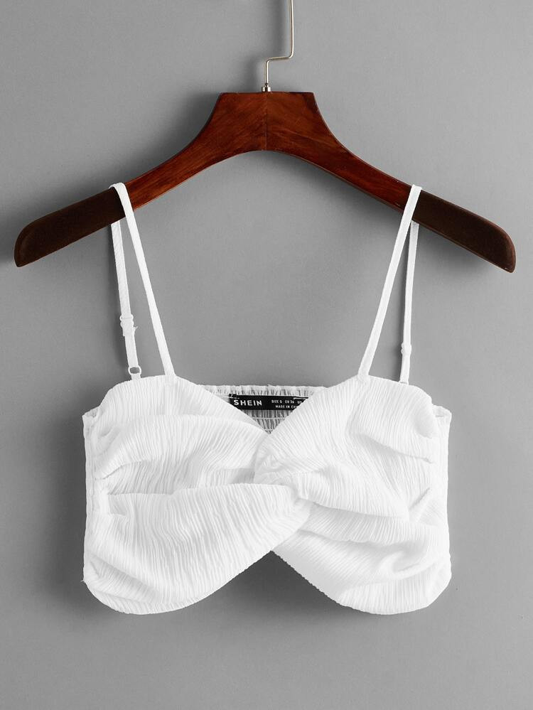 Twist Front Shirred Back Cami Top | SHEIN