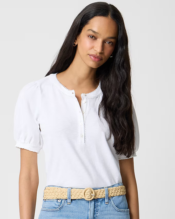 Smocked henley knit top | J.Crew Factory