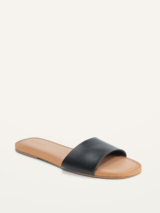 Faux-Leather Slide Sandals for Women | Old Navy (US)