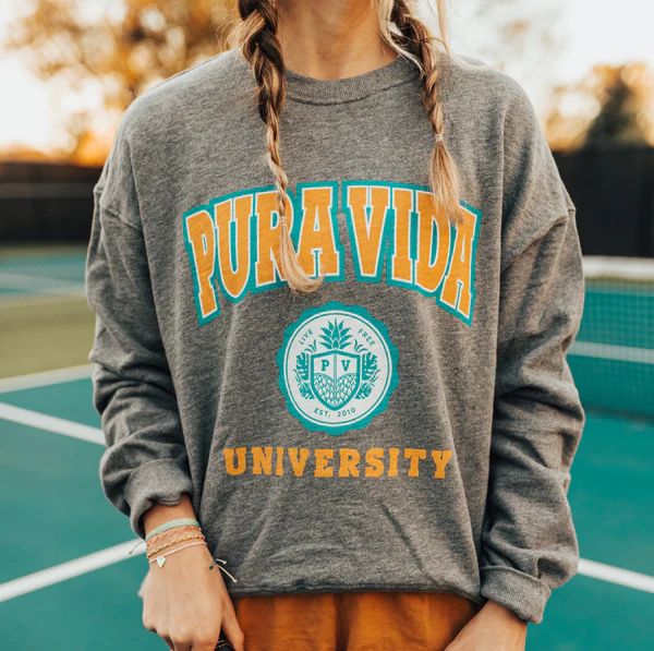 PV University Oversized Crew Fleece - Pura Vida Bracelets | Pura Vida Bracelets