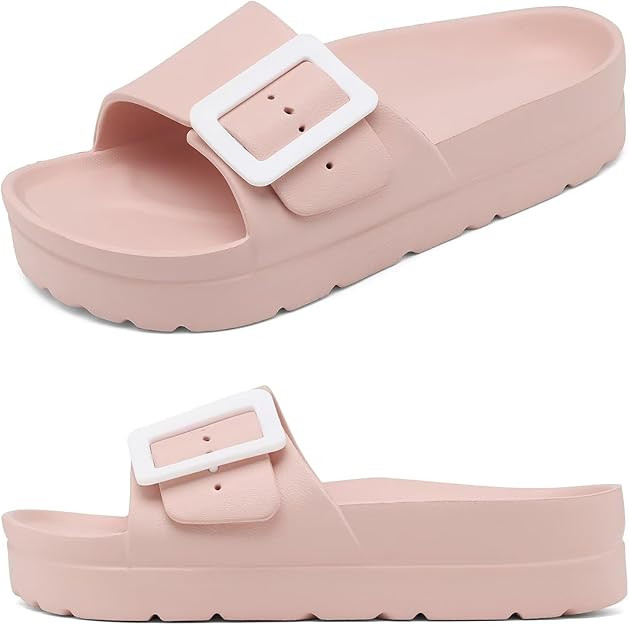 Haifago Women's Platform Sandals with Arch Support, Summer Beach Slides Adjustable Buckle Comfort... | Amazon (US)