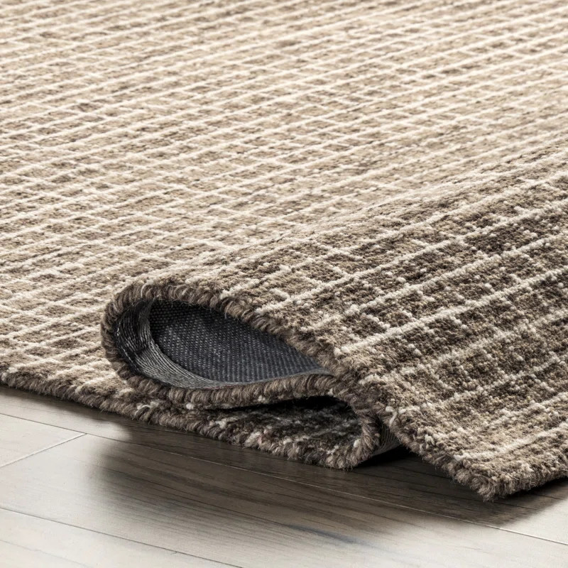 Arvin Olano x Rugs USA Melrose Checked Wool Brown Area Rug | Wayfair North America