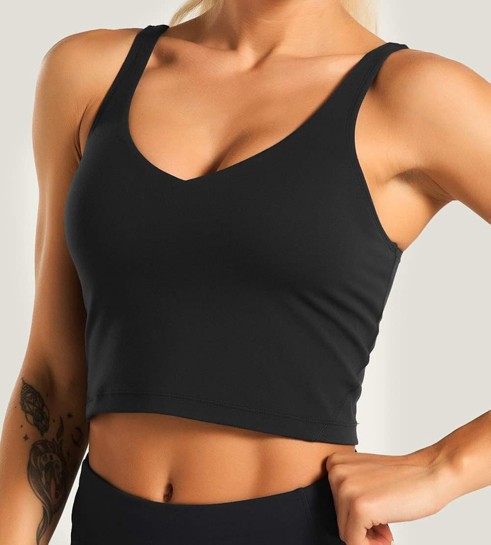 Women’s Longline Sports Bra Wirefree Padded Medium Support Yoga Bras Gym Running Workout Tank T... | Amazon (US)