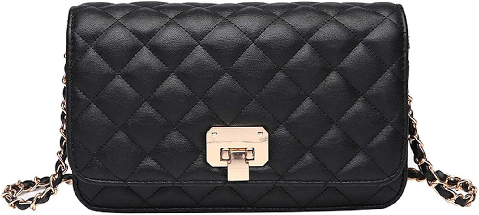 Women Leather Shoulder Bag Fashion Clutch Handbag Quilted Designer Crossbody Bag with Chain Strap | Amazon (US)