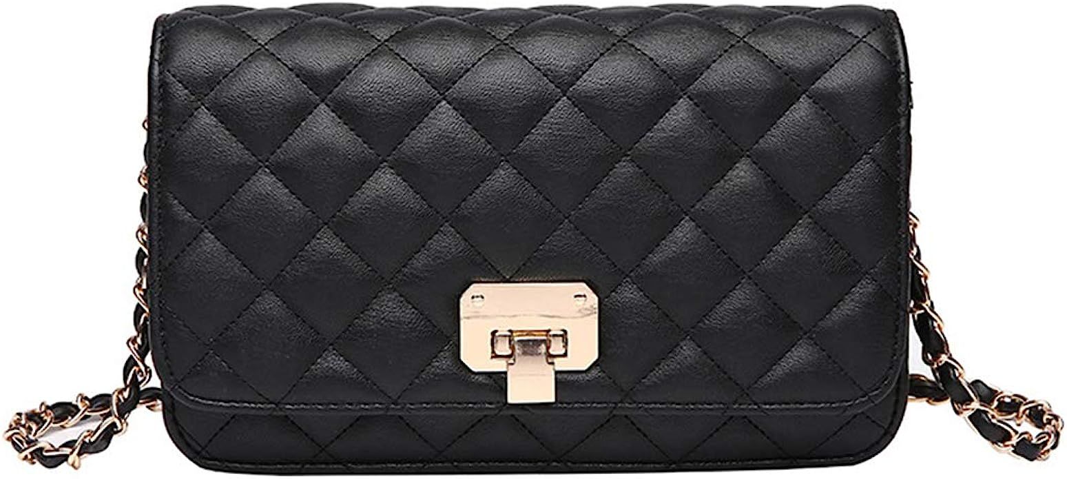 Women Leather Shoulder Bag Fashion Clutch Handbag Quilted Designer Crossbody Bag with Chain Strap | Amazon (US)
