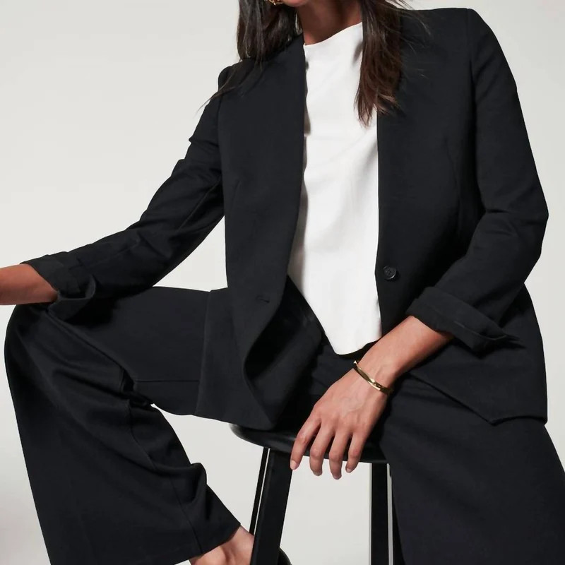 Spanx Collarless Blazer In Black - Black - S | Verishop