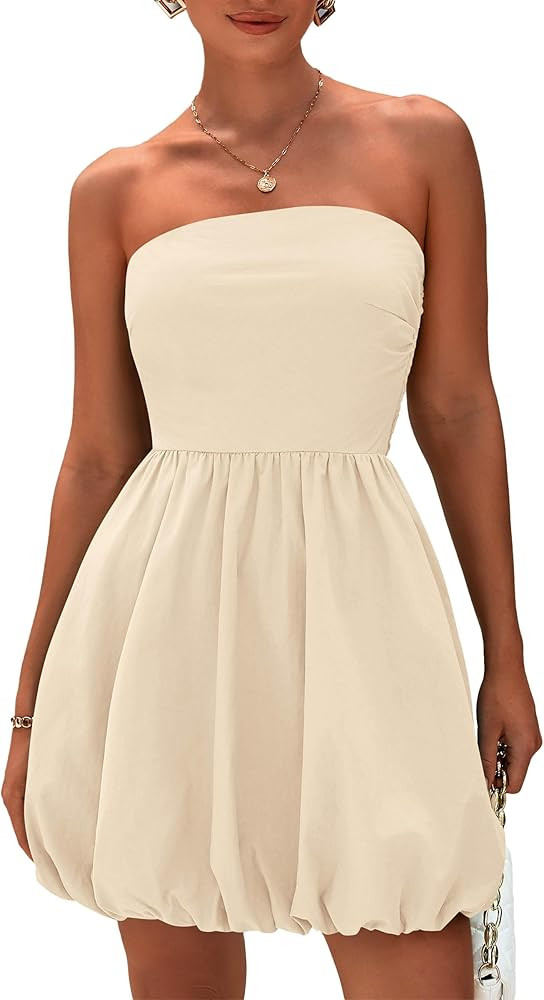 PRETTYGARDEN Women's Tube Top Dress 2025 Summer Casual Smocked A Line Sundress Trendy Strapless B... | Amazon (US)