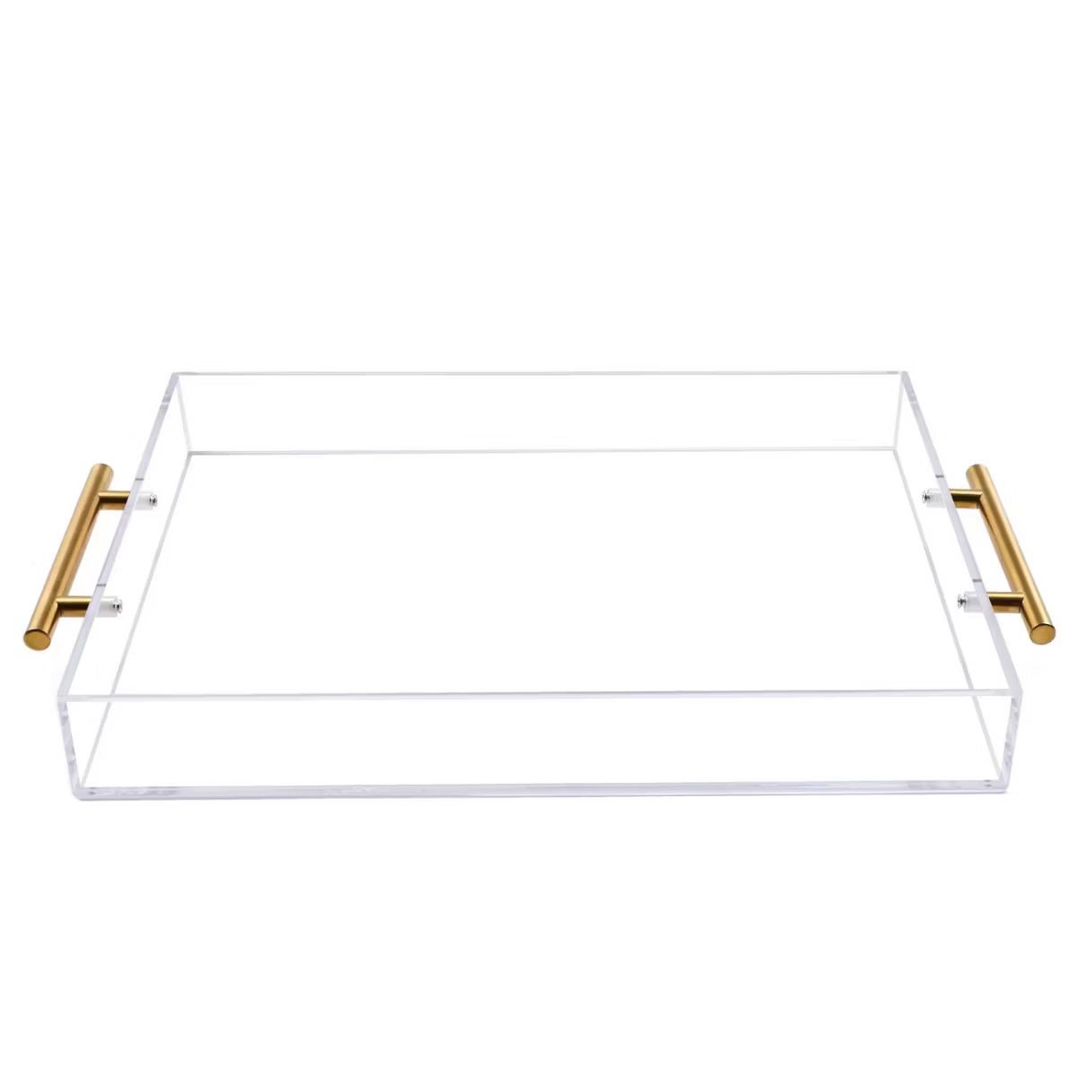 Attop 12"x16" Clear Acrylic Serving Tray with Golden Handles, Huge Capacity Sturdy Acrylic Tray | Target