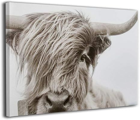 Hd8yehao Freedom Highland Cow Pictures Canvas Wall Art Farmhouse Prints Photo Contemporary Cow De... | Amazon (US)