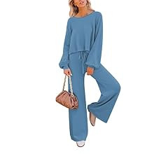 Pink Queen Women's 2 Piece Outfit Sweater Set Long Sleeve Crop Knit Top and Wide Leg Long Pants S... | Amazon (US)