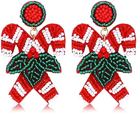 Christmas Earrings for Women Christmas Bead Dangle Earrings Bohemia Handmade Colorful Seed Beaded... | Amazon (US)