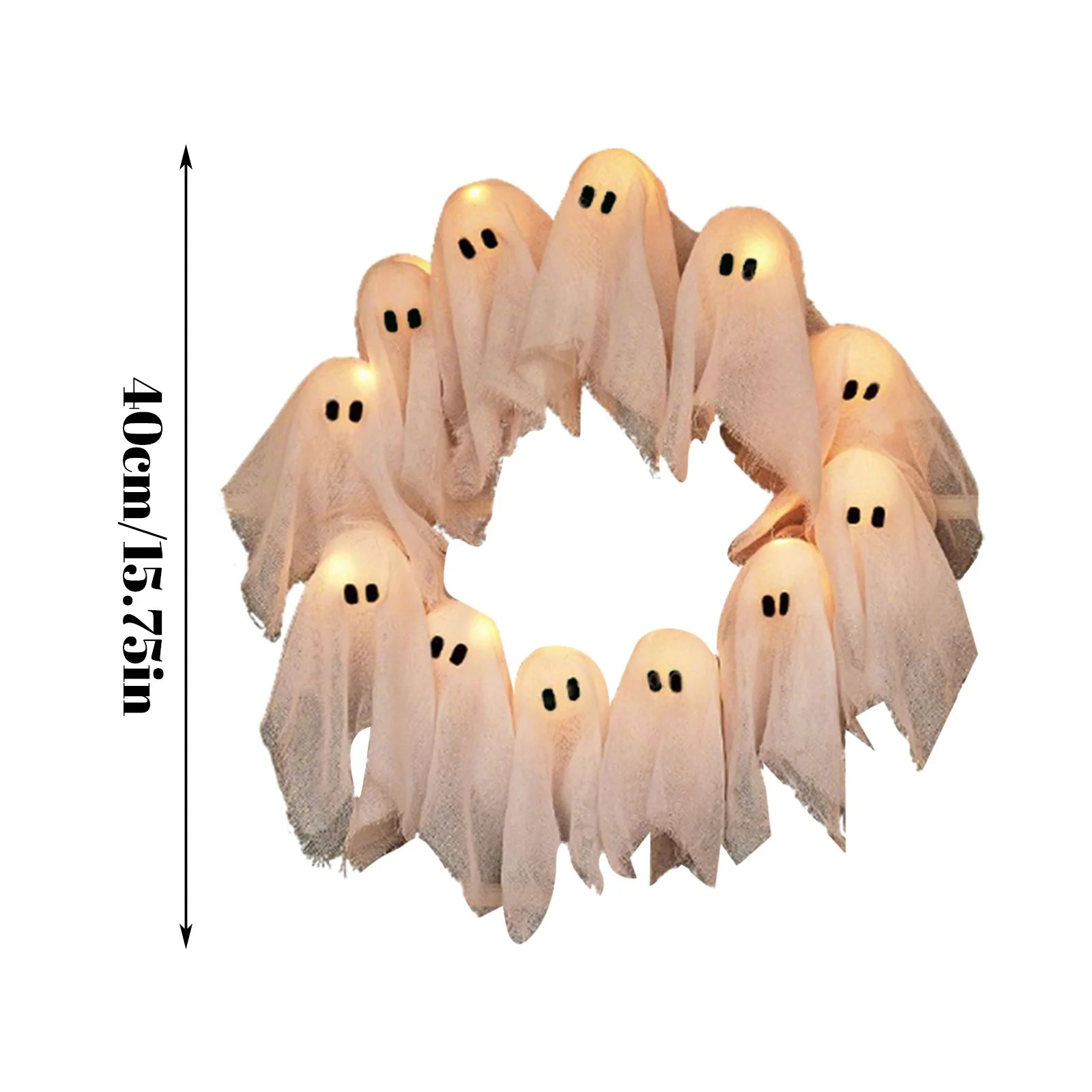 Halloween Lit Ghost Wreath with Led – 12 Light-up White Ghosts for Front Door Indoor/Outdoor Wa... | Walmart (US)