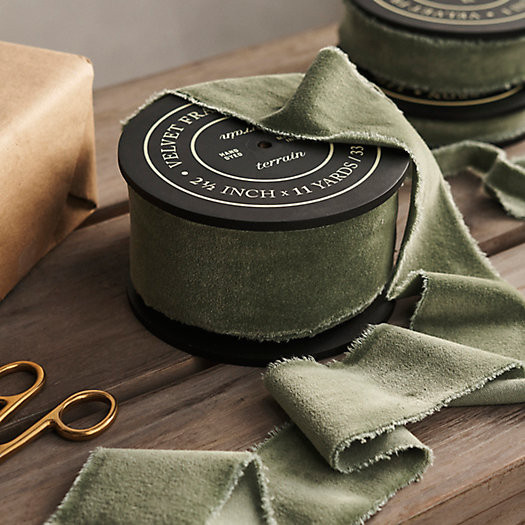 Antiqued Frayed Velvet Ribbon | Terrain