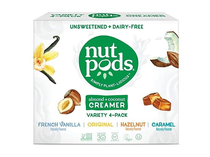 nutpods Variety Pack, (4-Pack), Original, French Vanilla, Hazelnut and Caramel, Unsweetened Dairy... | Amazon (US)