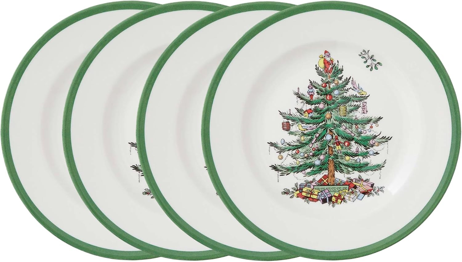 Spode Christmas Tree Salad Plates - Green/White, Set of 4 | Amazon (US)