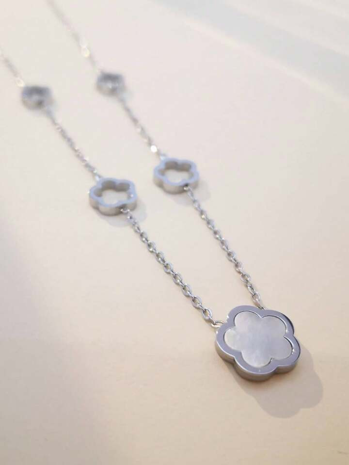 1 stuk Roestvrij Staal Hanger Sleutelbeen Kettingen Met Bloemhanger | SHEIN