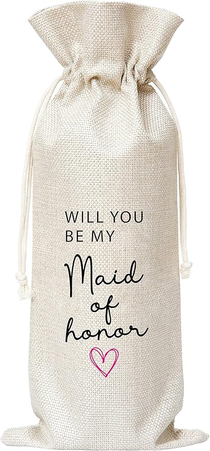 Maid Of Honor Proposal Wine Bag, Gift for Pairs Well With Being A Maid Of Honor，MOH，Burlap Ba... | Amazon (US)