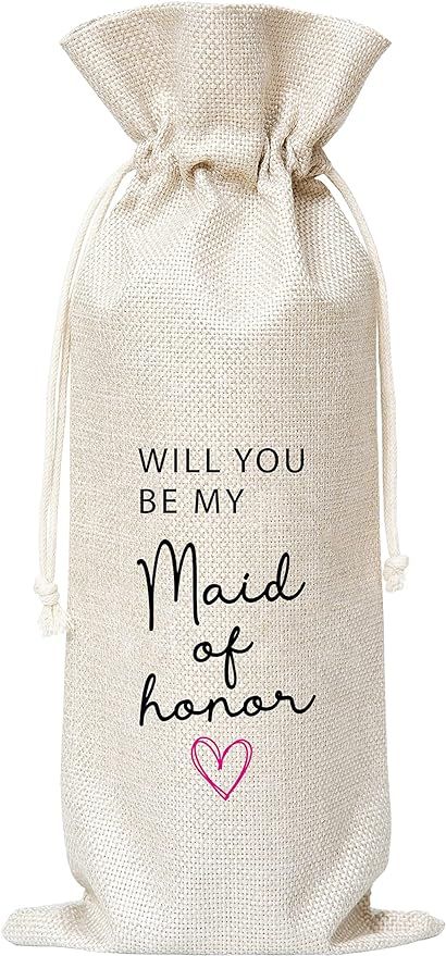 Maid Of Honor Proposal Wine Bag, Gift for Pairs Well With Being A Maid Of Honor，MOH，Burlap Ba... | Amazon (US)