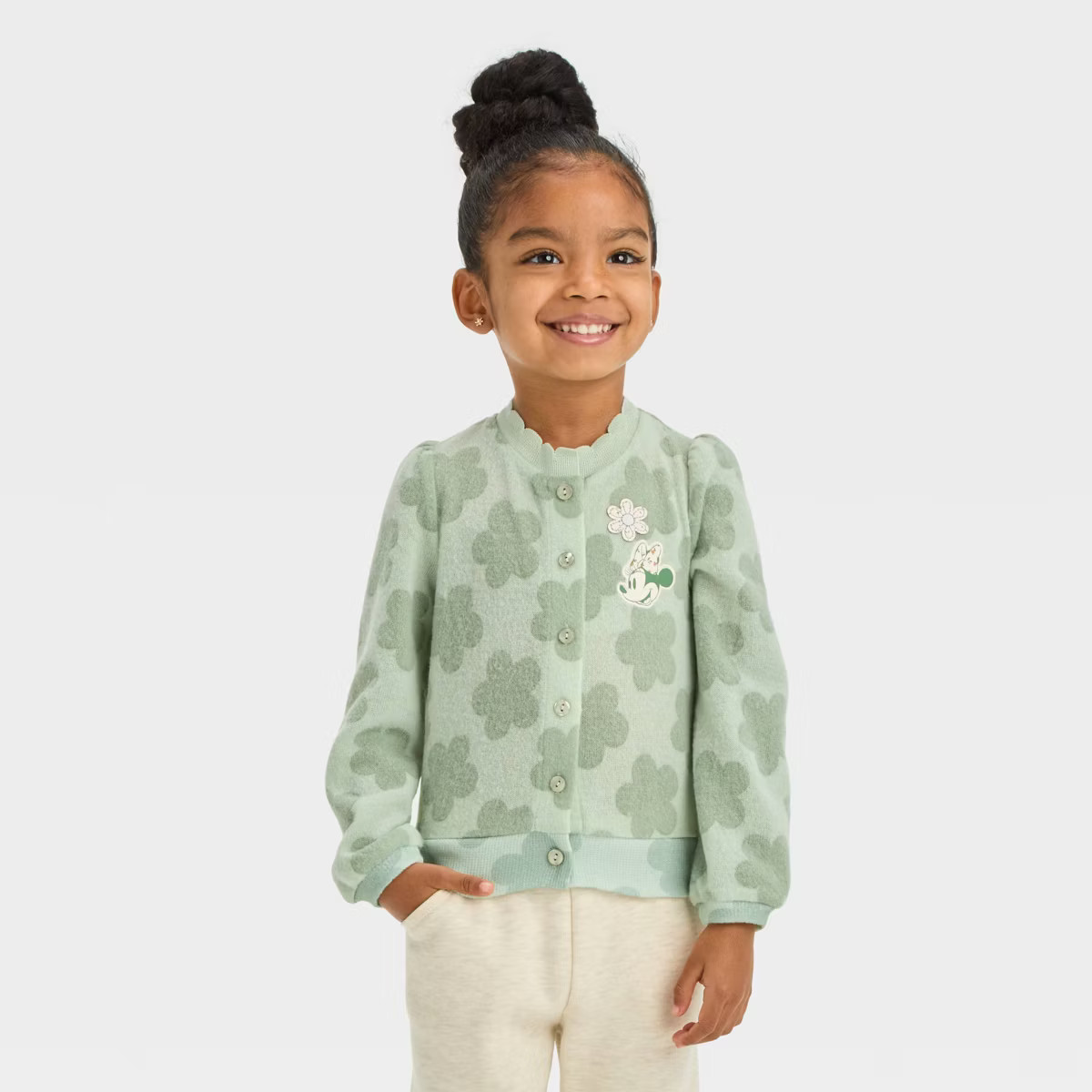 Toddler Girls' Disney Minnie Mouse Cardigan - Sage Green | Target