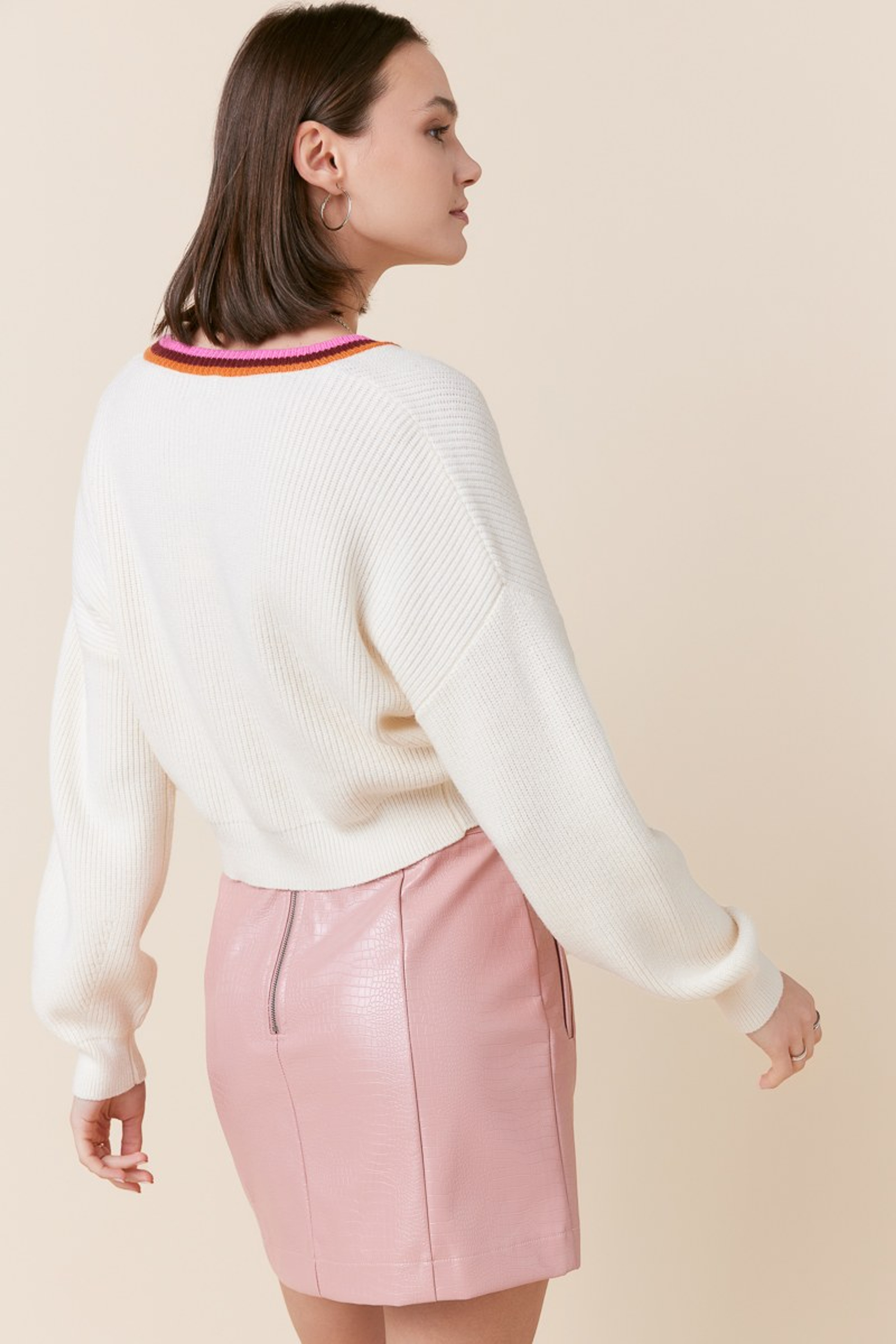 Rebbecca Front Button Varsity Trim Cardigan | Francesca's