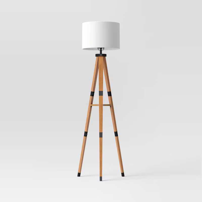 Wood Tripod Floor Lamp with Shelf Brown - Threshold™ | Target