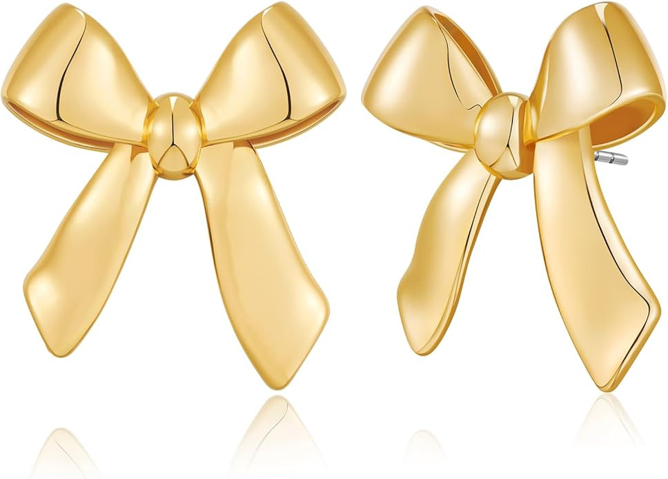 MUYAN Gold Bow Butterfly Stud Earrings Fashion Jewelry for Women | Amazon (US)